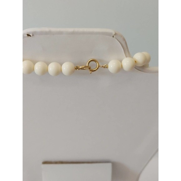 Vintage Beaded Necklace Gray Mauve White Gold 30" - Picture 3 of 3